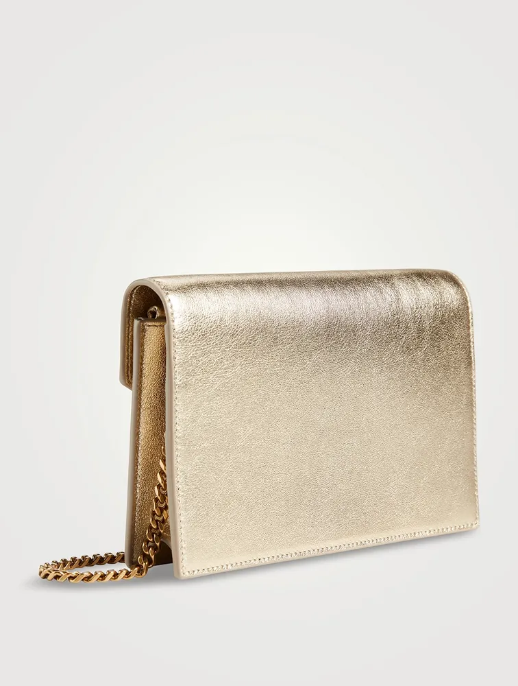 YSL Monogram Metallic Leather Chain Wallet