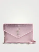 YSL Monogram Metallic Leather Chain Wallet