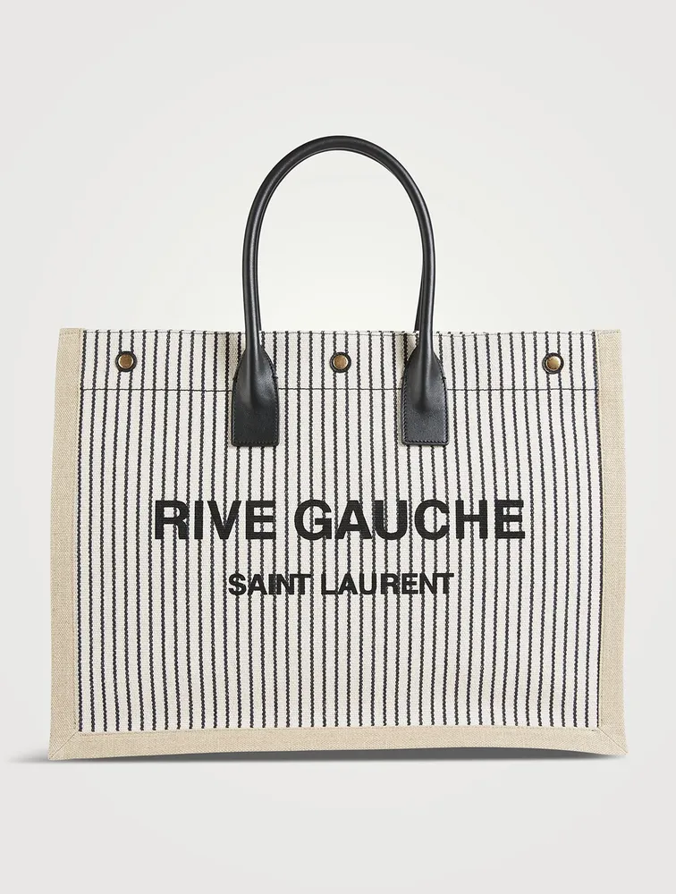 Rive Gauche Canvas Tote Bag In Stripe Print