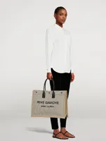 Rive Gauche Canvas Tote Bag In Stripe Print