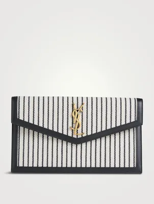 Medium Uptown Canvas Clutch In Stripe Print
