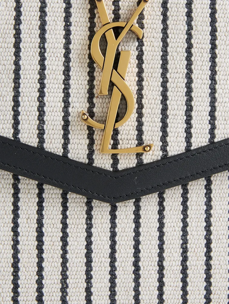 Saint Laurent Beige/Black Striped Canvas and Leather Medium Uptown