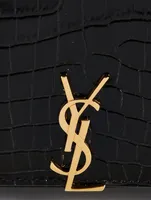 YSL Monogram Croc-Embossed Leather Chain Wallet