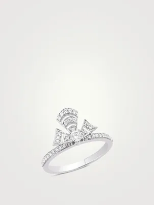 Labyrinth 18K White Gold Ring With Diamonds