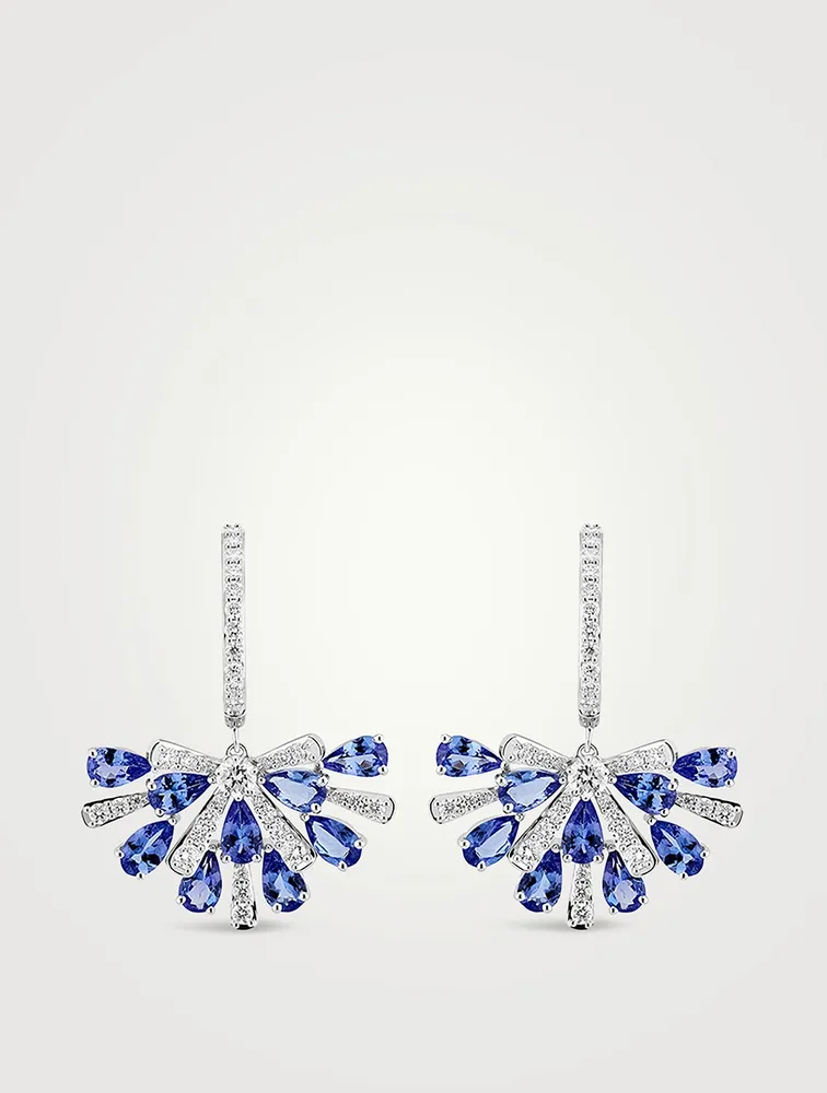 Botanica 18K White Gold Earrings With Diamonds And Blue Tanzanite