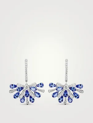 Botanica 18K White Gold Earrings With Diamonds And Blue Tanzanite