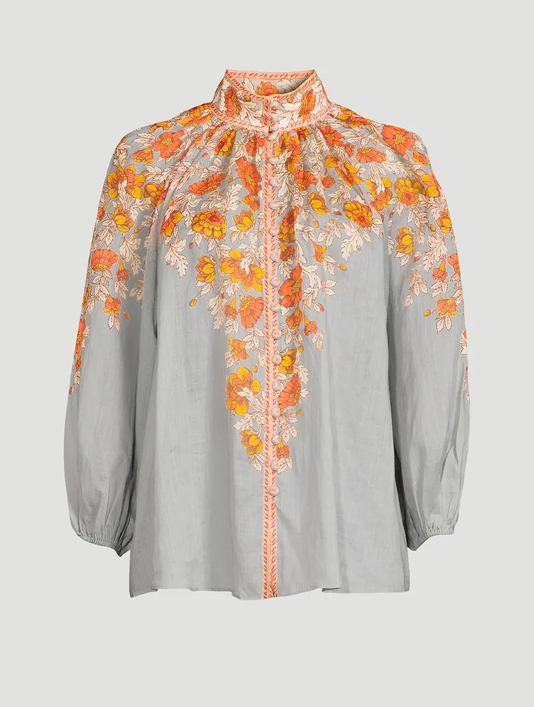 Andie Puff-Sleeve Blouse Floral Print