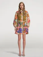 Tropicana Puff-Sleeve Mini Dress Floral Print