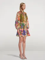 Tropicana Puff-Sleeve Mini Dress Floral Print