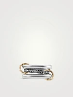 Libra Gris Sterling Silver And Gold Stacked Ring With Diamonds