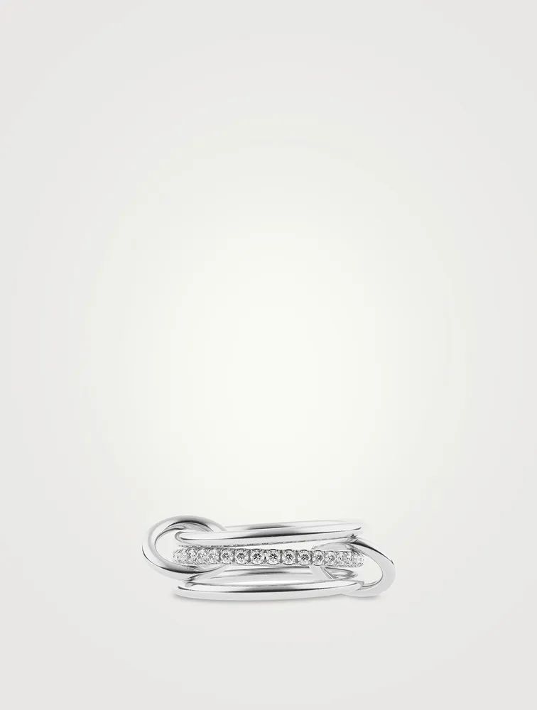 Sonny Blanc 18K White Gold Stacked Ring With Diamonds