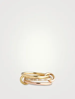 Sonny 18K Gold Stacked Ring With Diamonds