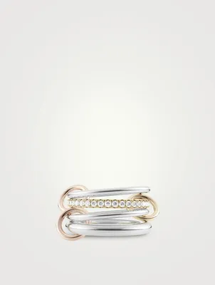 Nimbus MX Sterling Silver And 18K Gold Stacked Ring With Diamonds
