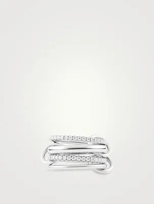 Polaris Blanc 18K White Gold Stacked Ring With Diamonds