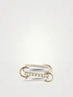 Stella MX Sterling Silver And 18K Gold Stacked Ring With Diamonds