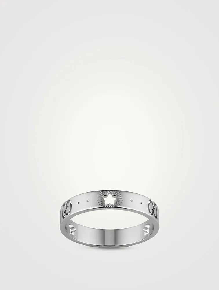 Icon 18K White Gold Ring With Stars