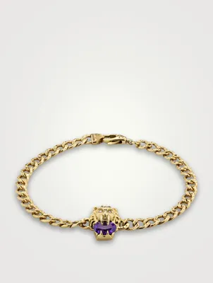 Lion Head 18K Bracelet With Diamonds And Amethyst