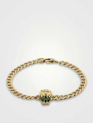 Lion Head 18K Bracelet With Diamonds And Diopside Stone