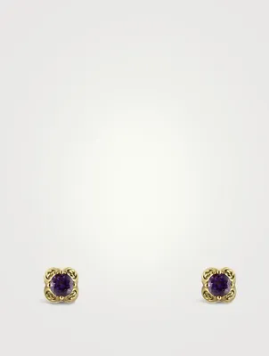 Interlocking G 18K Gold Earrings With Amethyst