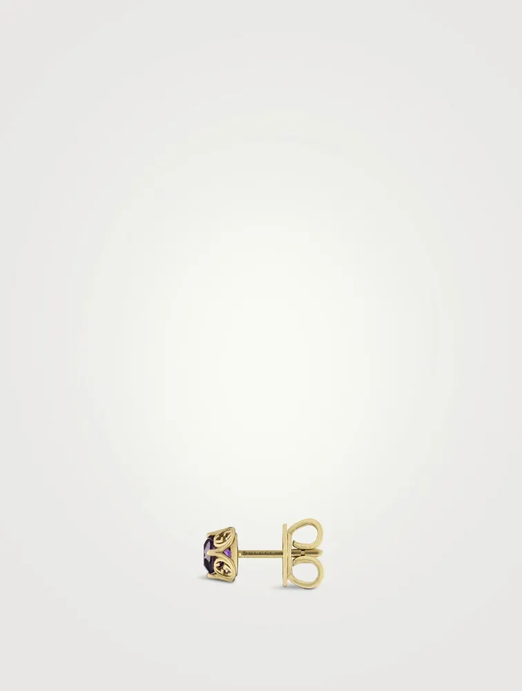 Interlocking G 18K Gold Earrings With Amethyst