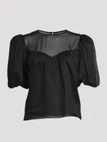 Sheer Inset Silk Blouse