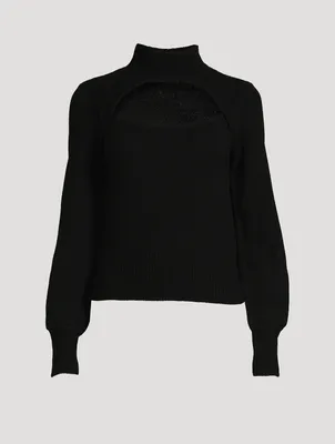 Cut-Out Cashmere Turtleneck Sweater