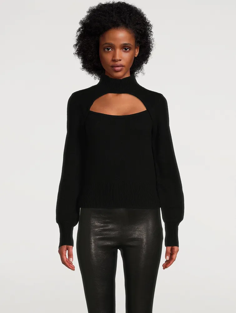 Cut-Out Cashmere Turtleneck Sweater