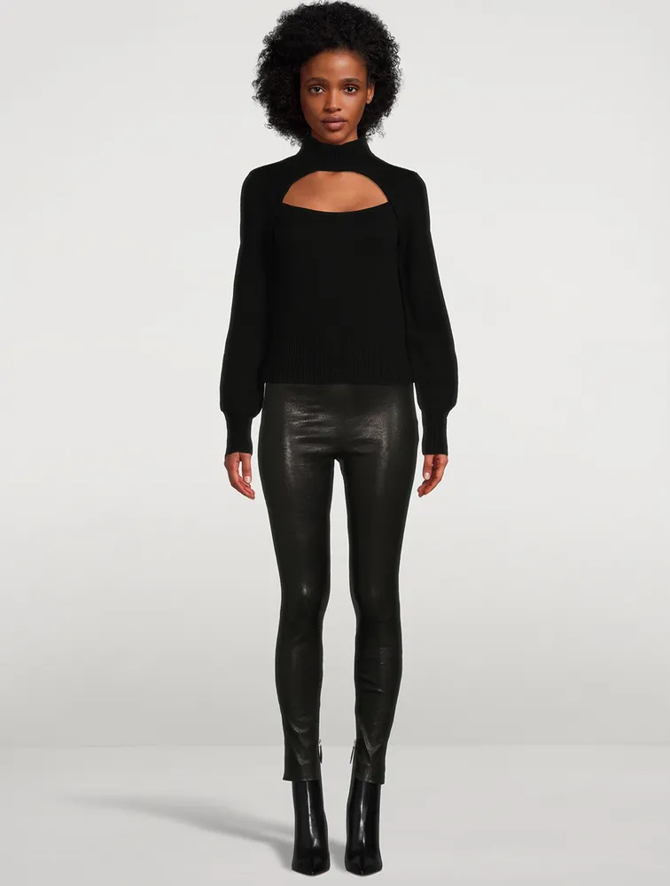 Cut-Out Cashmere Turtleneck Sweater