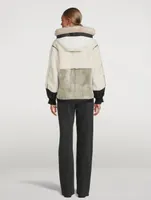 Reversible Colourblock Shearling Bomber Jacket With Hood