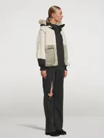 Reversible Colourblock Shearling Bomber Jacket With Hood