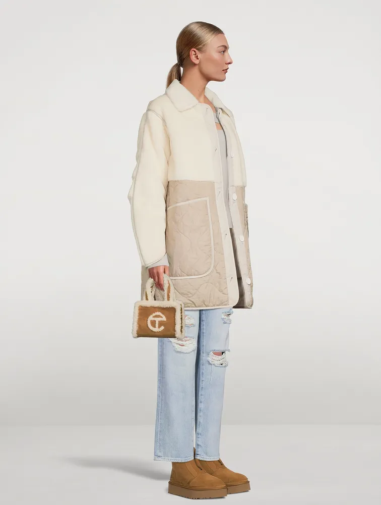 Reversible Shearling Combo Quilted Coat