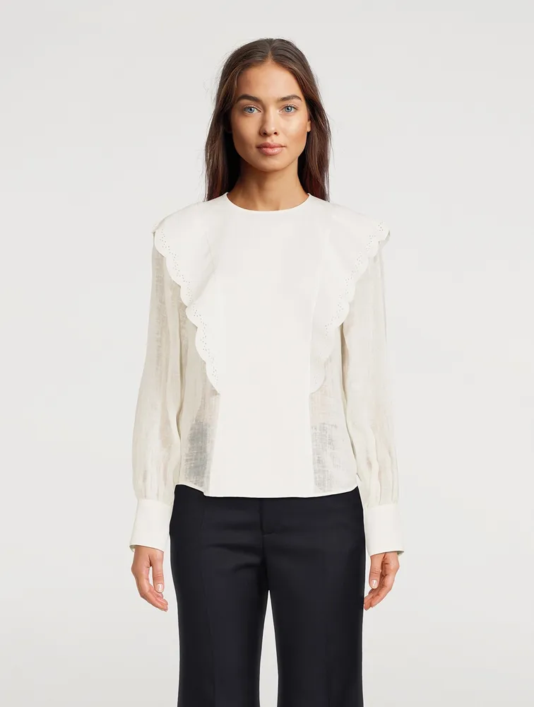 Ruffled Linen Blouse