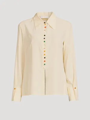 Silk Blouse With Bead Buttons