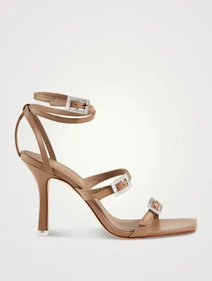 Livia Leather Sandals With Crystal Buckles