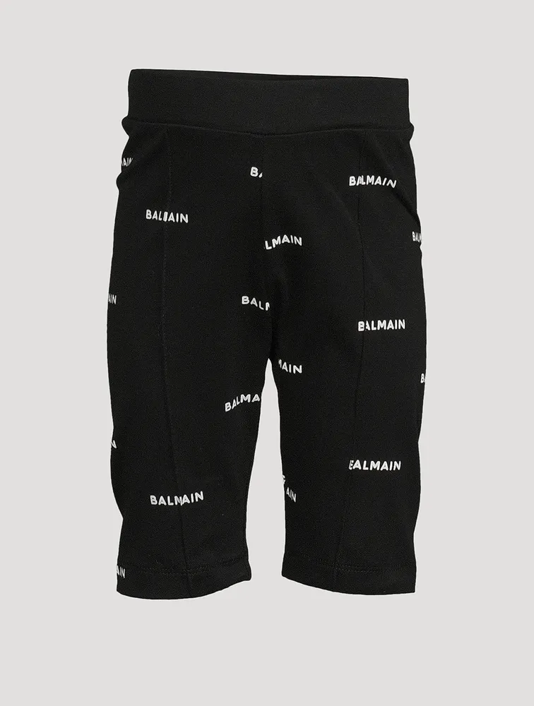 Balmain Kids Cotton graphic-print Shorts - Black