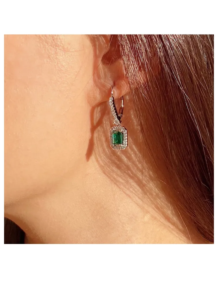 Moxie Emerald Borderset Drop Earrings