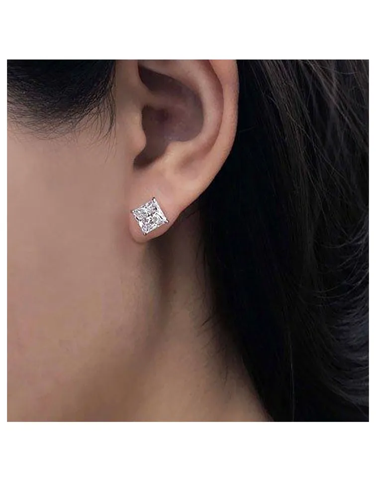 9K White Gold Chester Princess Stud Earrings