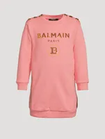 Kids Cotton Sweatshirt Dress With Logo