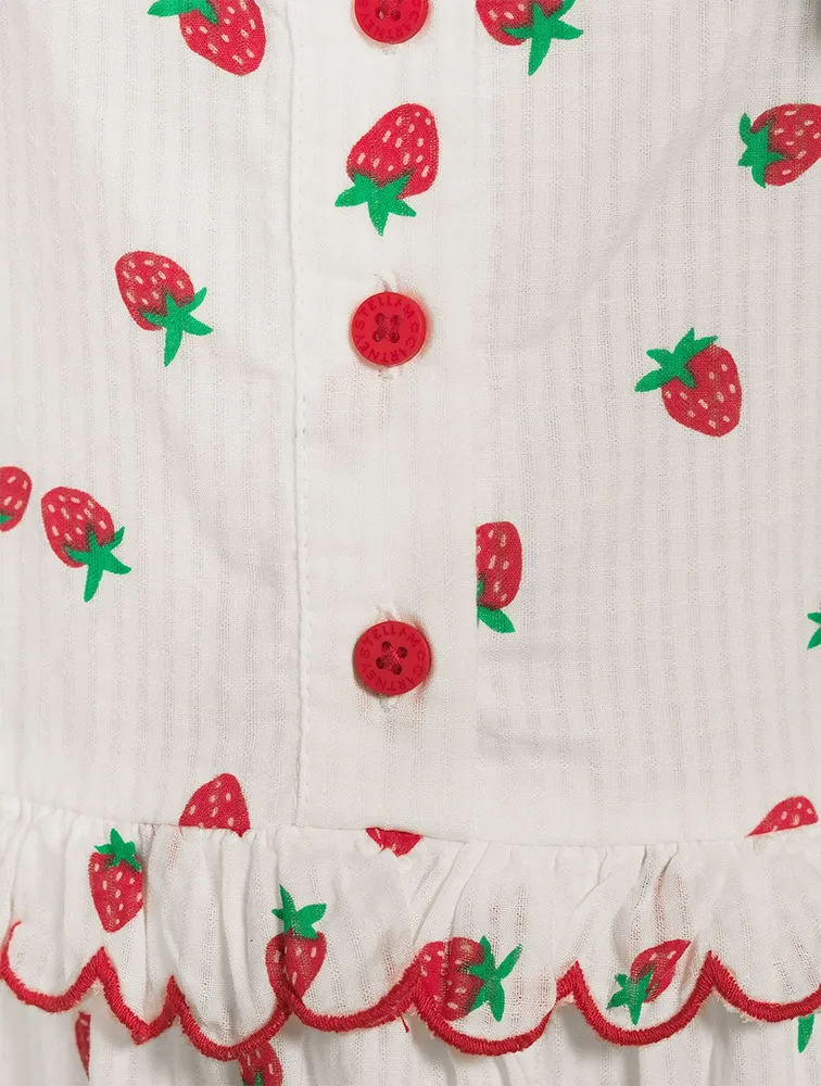 Cotton Sleeveless Dress Strawberry Print