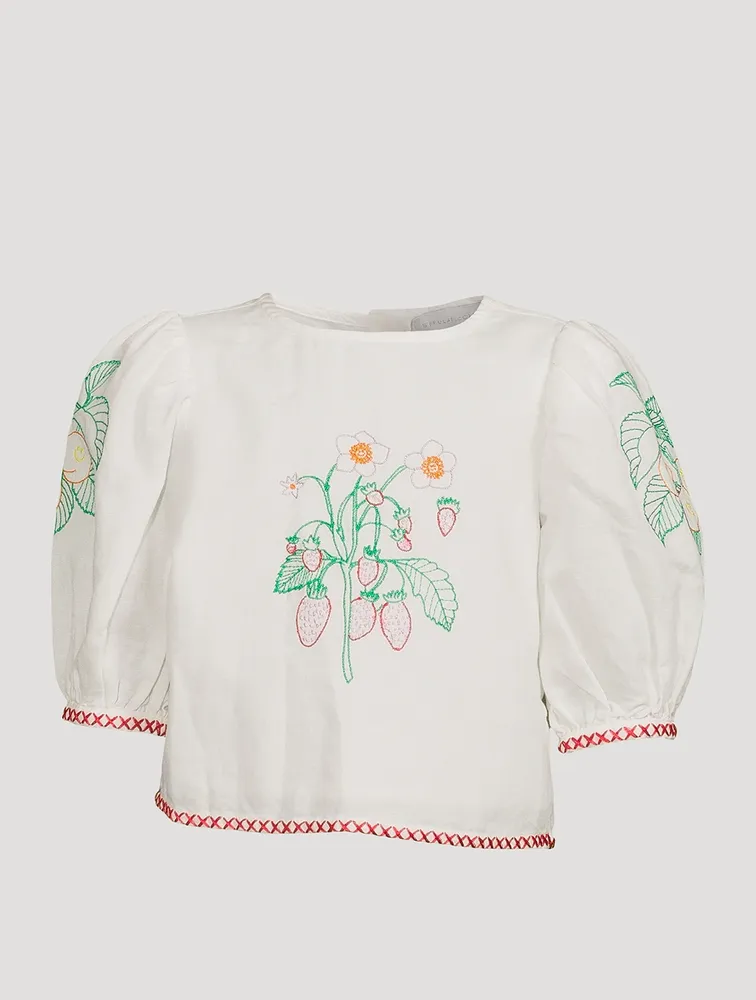Linen And Cotton Short-Sleeve Top