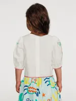 Linen And Cotton Short-Sleeve Top