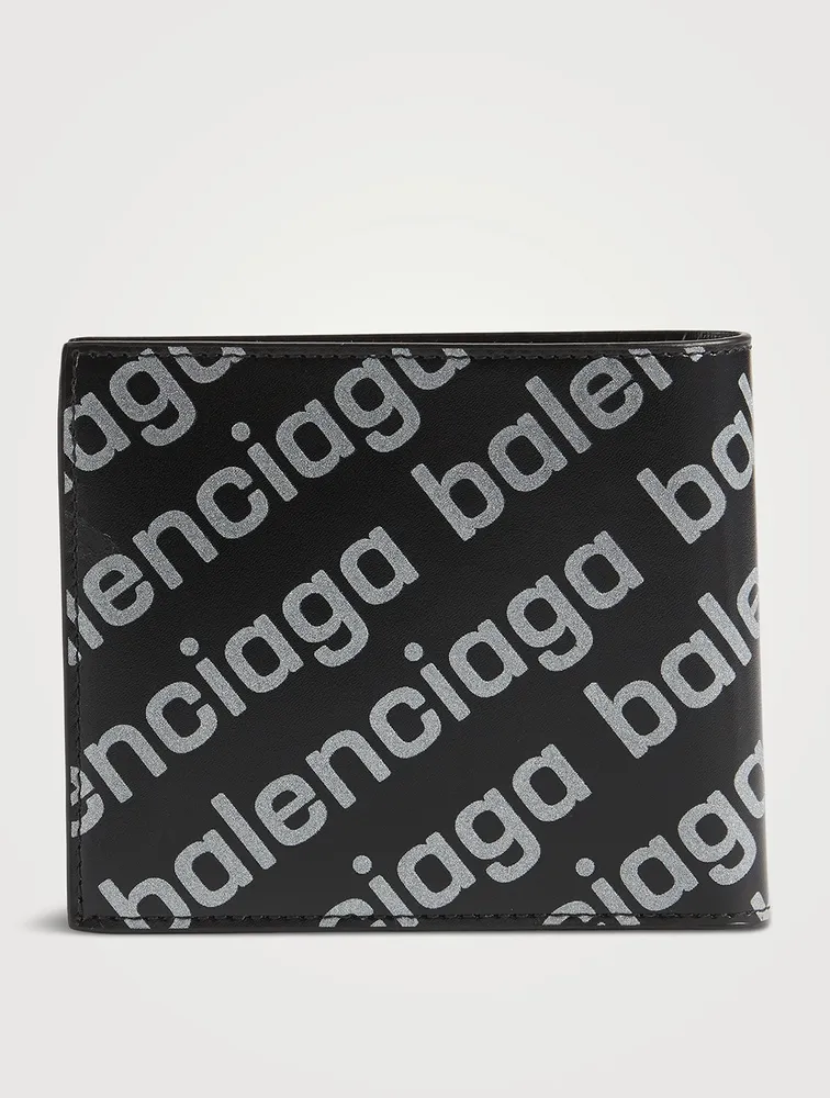 Leather Wallet In Reflective Print