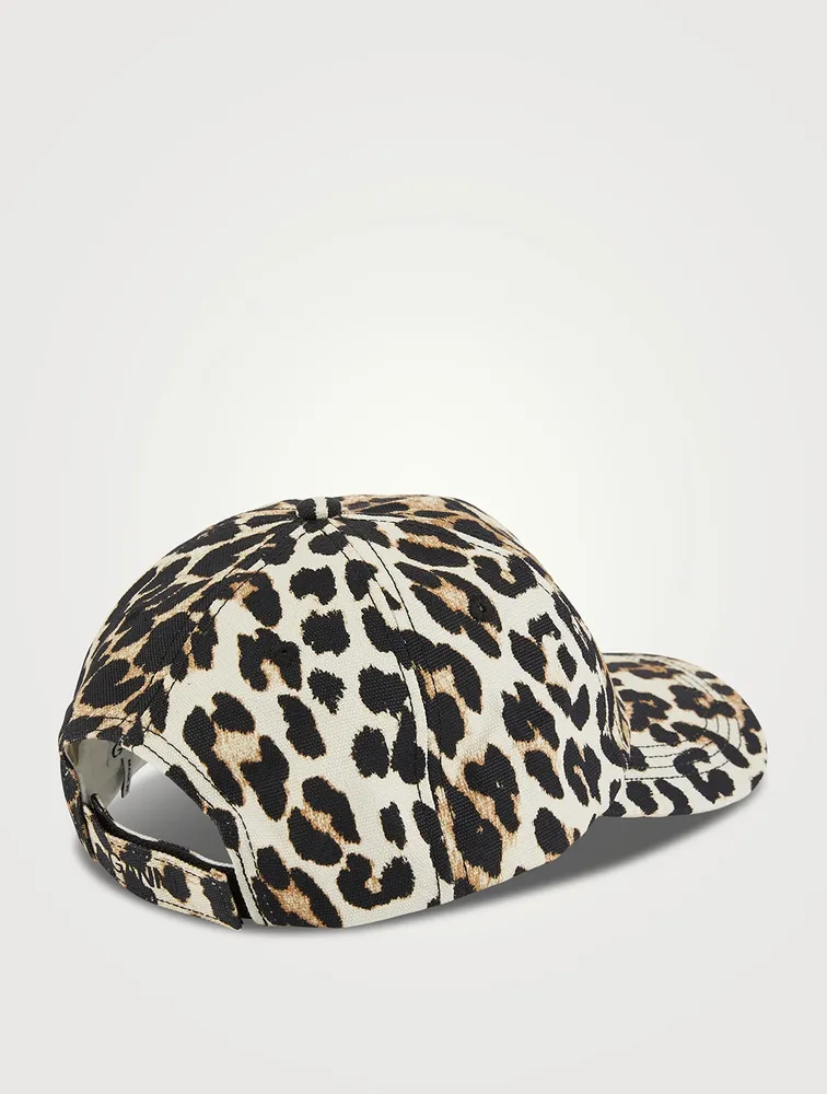 Organic Cotton Canvas Baseball Cap In Leopard Print