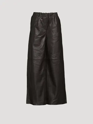 Jewel Wide-Leg Leather Trousers