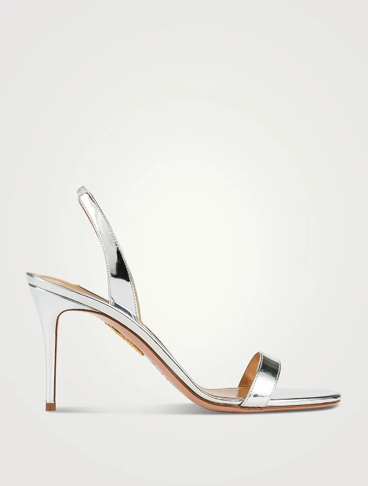 So Nude Metallic Leather Slingback Sandals