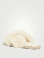 Crossover Sheepskin Slide Sandals