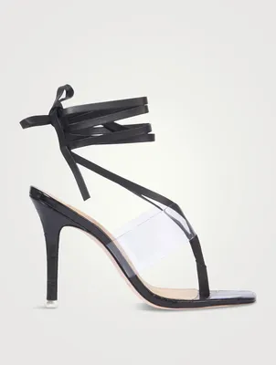 Melanie Leather And PVC Ankle-Tie Sandals