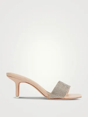 Flavie Leather Mules With Crystal Strap