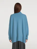 Cashmere Funnel Scrunch-Neck Long Sweater