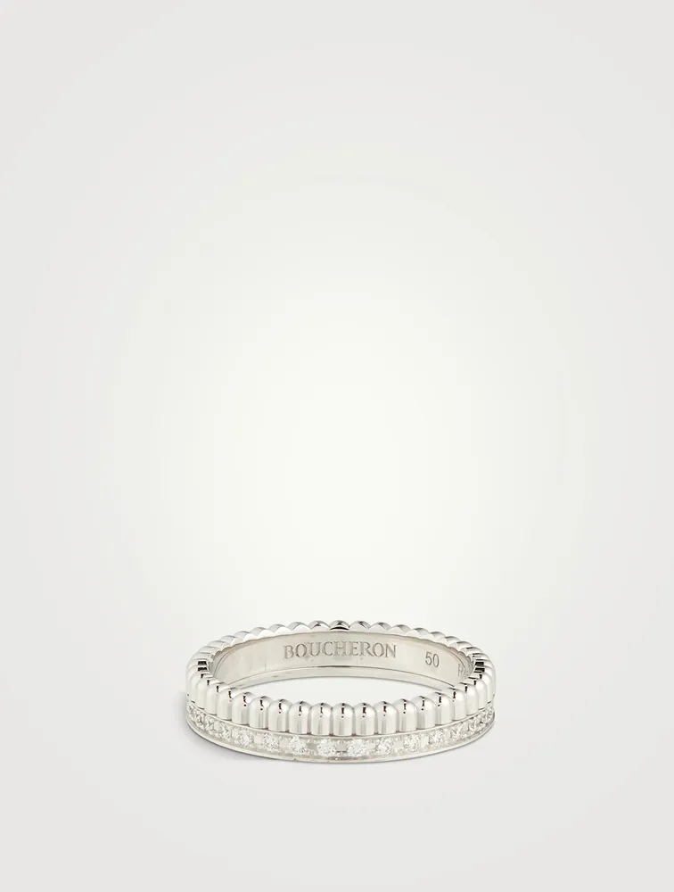 Quatre Radiant Edition White Gold Wedding Band With Diamonds